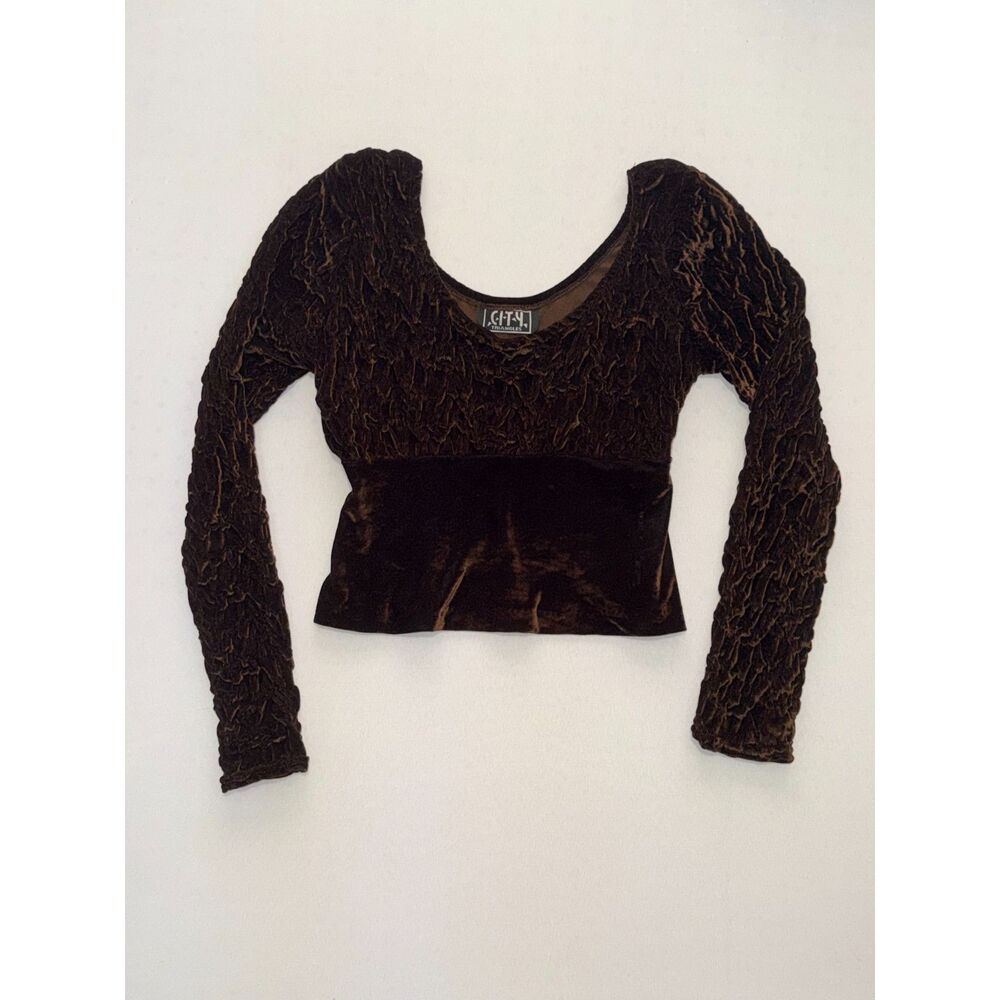 City Triangles Y2K Brown Velvet Top | Unknown Size
